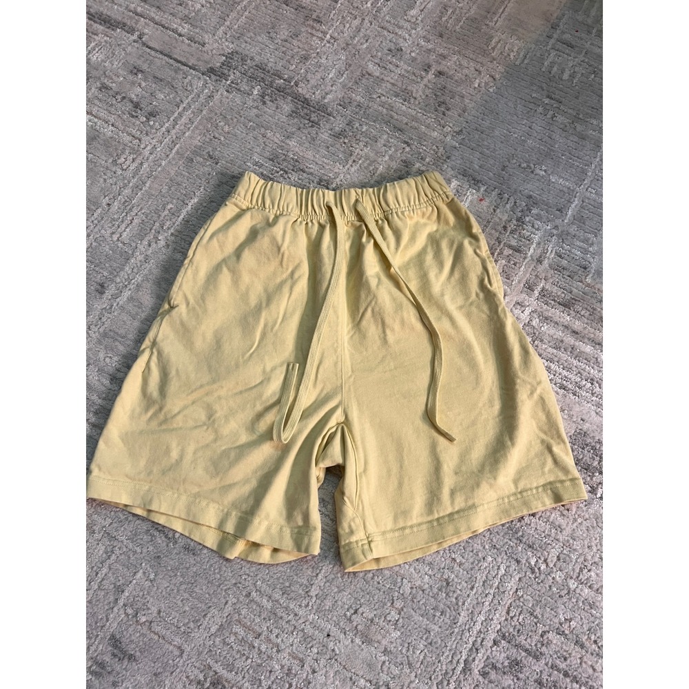 GMAN Soft Fiesta Yellow Cotton‎ Knit Shorts Drawstring Elastic Waist Casual